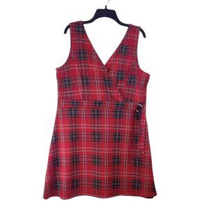 Plaid Jumper Dress by Airzona Jean Co Red Black White High Waist Scottish Knit